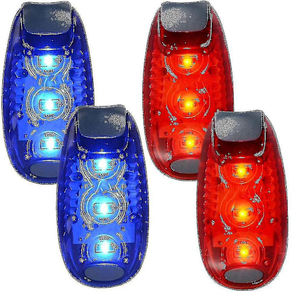 4 st Säkerhets LED-lampa för löpare Cyklar Hundar Barn Båtar Blinkande/varnings Strobe Hög Synlighet Clip Lampa för Löpning Promenader Jogging (blå[YJD]