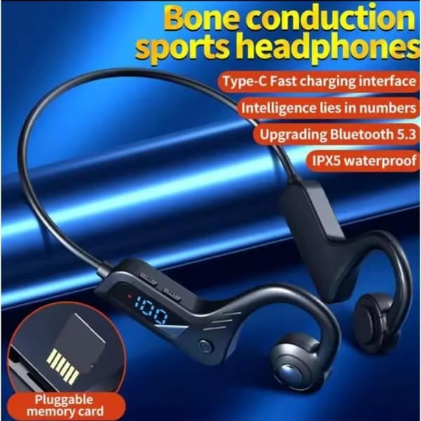 X7 Trådlösa Bluetooth Bone Conduction Hörlurar Vattentäta Hörlurar Digital Display [YJD][YJD] black