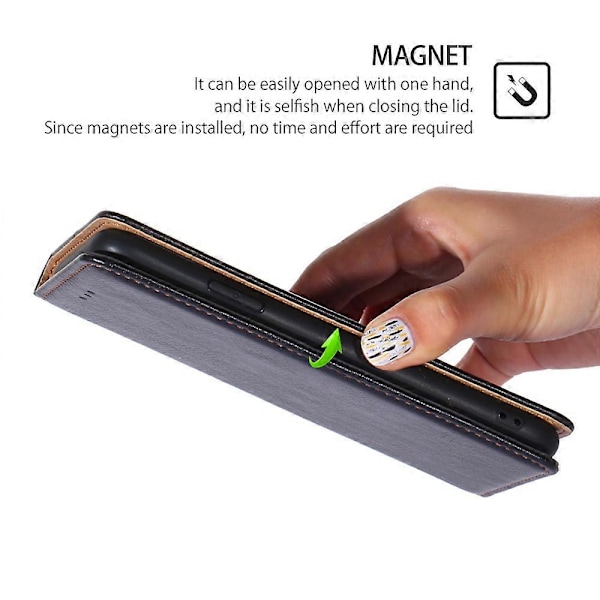 For Huawei nova 12i 4G Deksel Magnetisk Auto Lukkende Lær Lommebok Telefon Deksel[HK] Black