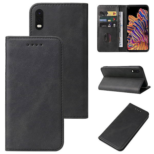 Magnetlukning Læder Telefonetui til Samsung Galaxy Xcover Pro (YJD) Black
