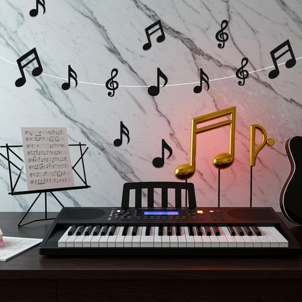 Prasacco 8 stykker musiknoder ornamenter, musikalske noder hængende papirdekoration 115 cm lange loftsnoder ornamenter til musiktemafester, M[YJD]