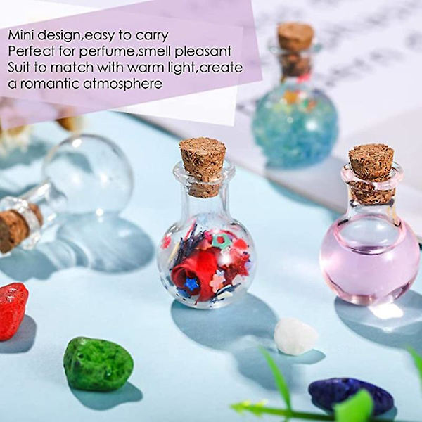 10x Små Glasflaskor Miniatyr Trolldrycksflaska Mini Kork Glasflaskor Bröllop[YJD] Clear 10 Pcs