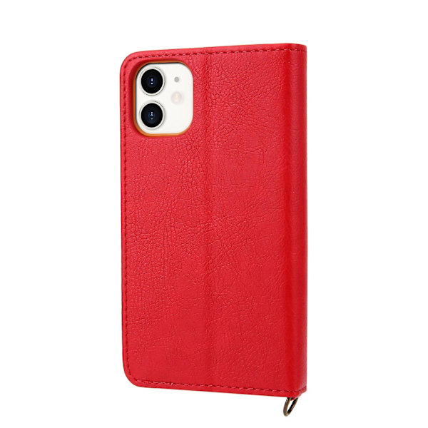 CMAI2 TPU + PU-nahkainen puhelimen suojakotelo lompakolla ja telineellä iPhone 12 mini:lle (YJD) Red iPhone 12 mini 5.4 inch