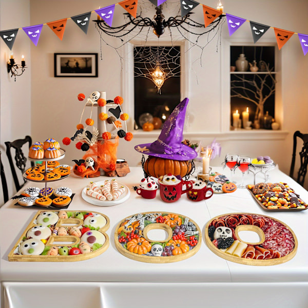 1-Set Boo Tre-delt Bambusbrett - Unike Halloween-dekorasjoner for flere anledninger - Perfekt for jubileum, bursdag, valentinsdag (YJD) 3pcs