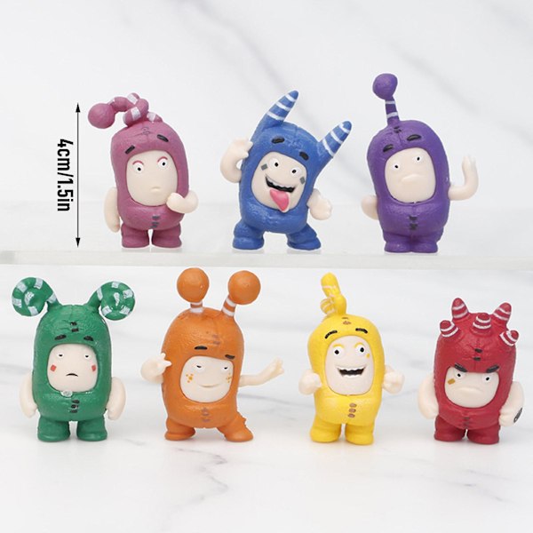 7 stk. Oddbods Tegnefilm Legetøjsdukker Bløde Søde Pogo Nye 4cm Bubbles Jeff Legetøj (YJD)