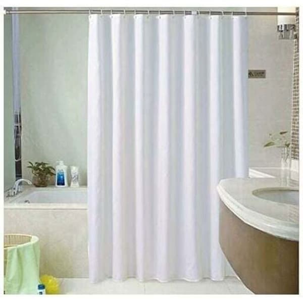 Ensfarvet badeforhæng hvid 180 x 220 cm - ekstra lang (YJD)