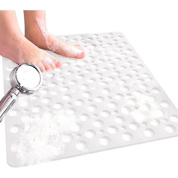 Halkfri badmatta - 53x53 cm - Maskintvättbar - Sugkopp - Vit White