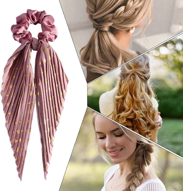 Scrunchies til tyndt hår - Ingen træk, hårelastikker til kvinder og piger, styling, modetilbehør | Bløde elastikker til hjem, kontor, rejser [YJD] pink