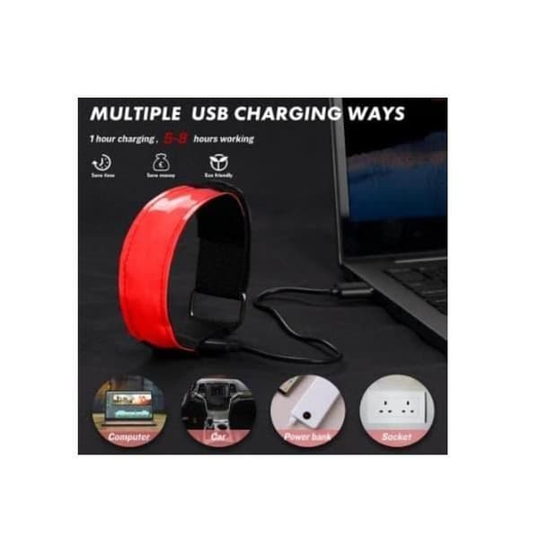 Reflekterande LED-armband - Ej specificerat - Justerbart - Uppladdningsbart - 3 belysningslägen - 2-pack [YJD][YJD]