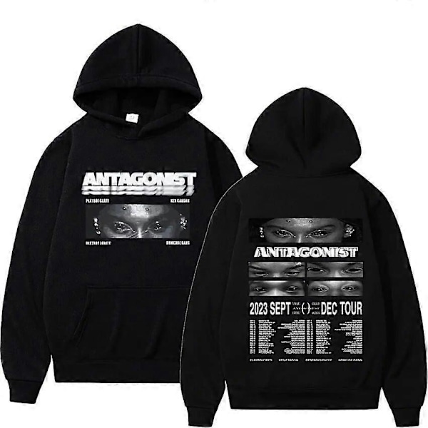 Rapper Playboi Carti Hoodie Antagonist Tour Konsert 2023 Mode Tröja Män Kvinnor Hip Hop Pullover Hoodies Gotisk Streetwear Svart[HK] XL