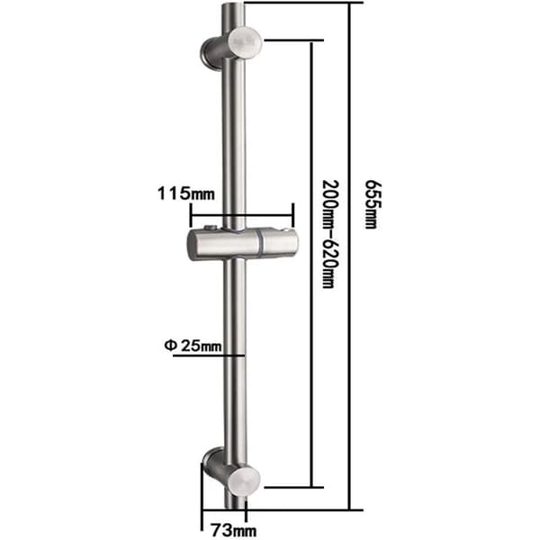 Dusjstang i rustfritt stål 660 mm justerbar høyde 360° rotasjon [YJD]