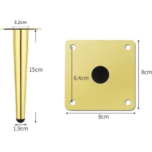 Möbelben - Set om 4 - 15 cm - Bordsben - Soffben - Skåpben - Möbelbensfästen - Guld - [YJD][YJD]