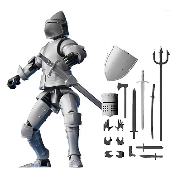 Actionfigur Riddare med Tillbehör Rörliga Leder Magnetisk Medeltida Krigarrobot Modell Leksak [YJD] White