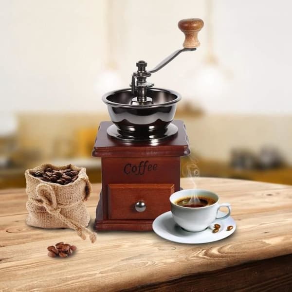 Manuell kaffekvarn - Vintage retro handkvarn - Brun