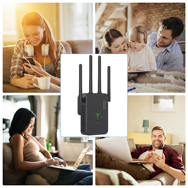 Trådlös WiFi-länk 1200 Mbps WiFi-repeater Signalförstärkare Dubband 2.4G 5G WiFi-förlängare 802.11ac Gigabit WiFi med WPS Router Nätverksantenn 2.4G 300Mbps White EU Plug