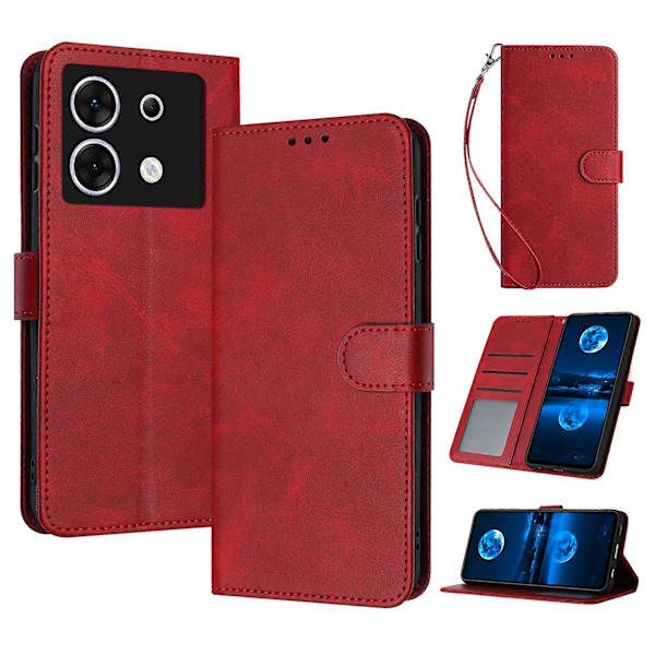 Læder Wallet Etui med Magnetisk Lukning og Stødsikker Smartphone Cover til Transsion Infinix Zero 30 5G [HK] Red