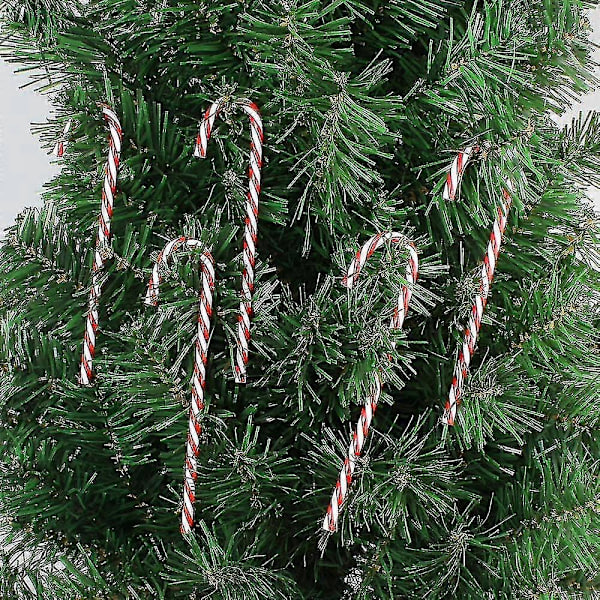 30 Stykker Juletrærpynt i Form av Sukkerstenger, Rød og Hvit, 15 cm, Julepynt, Julehengere til Julen (YJD)