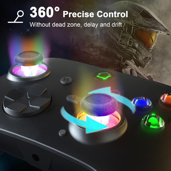 Xbox One og PC trådløs controller Model 2025 med RGB LED, Turbo, programmerbar knap, 3,5 mm jackstik, vibration og USB-gaming[YJD]
