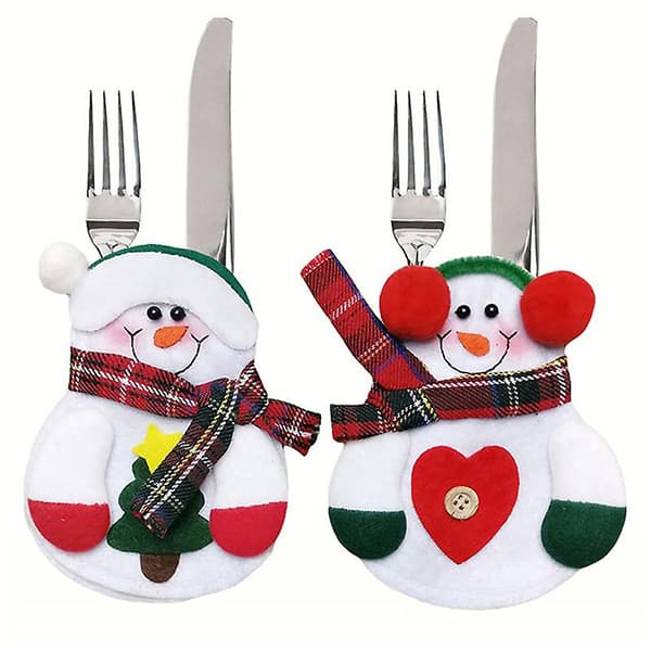 8 stk. julepynt snemand køkken bestik holder taske julepynt [YJD] Multicolor 8 Pcs
