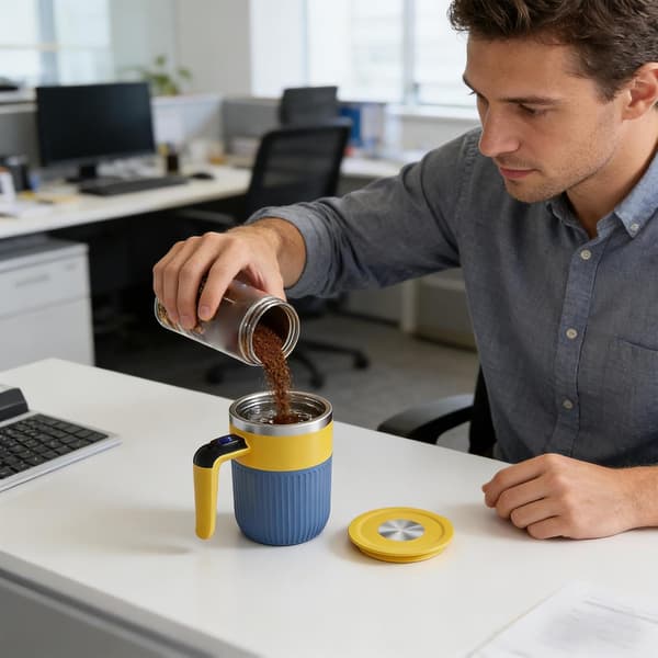 Automatisk kopp - Batteridriven magnetisk omrörningsmugg | Termisk innerfoder i rostfritt stål, snabb dryckesblandare för honung och te, teknisk present för[YJD]