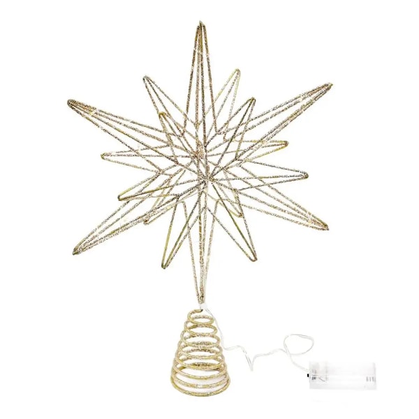 12,6 tommer Kreativ LED Lys Glitter Juletræ Dekoration Juletræ Topper Juletræ Stjerne Lys Op Party Props