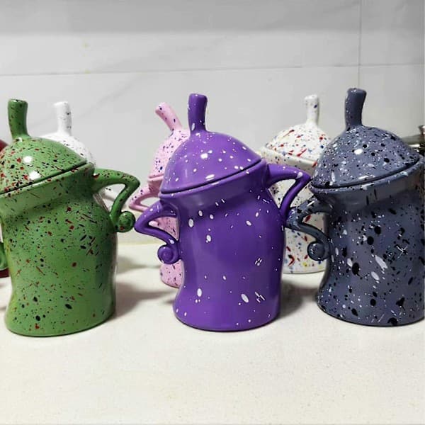 Keramisk kaffebeholder med lås 20 cm 6-enhet Perfekt[YJD] Purple