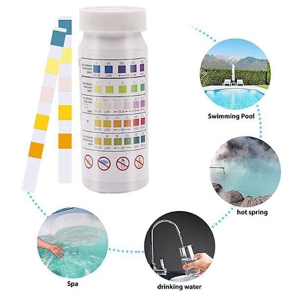 50 st Multifunktionella Klor Ph Testremsor Spa Pool Vatten Testpapper[YJD] White 50pcs
