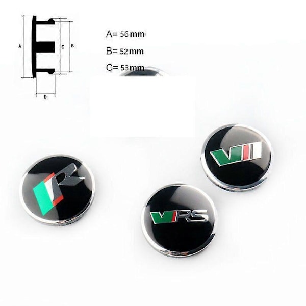 4 stk/lot 56mm Vii Logo Bilhjul Senter Nav Kapsler Deksel Emblem For Skoda Octavia Fabia Superb Rapid Yeti Kodiaq Bil Felg Styling[HK] V-RS 56mm