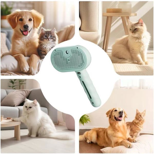 Hundepelskam, USB-ladebørste, dampforbedrende, 35 ml vanntank, hårfjerningskam (YJD)