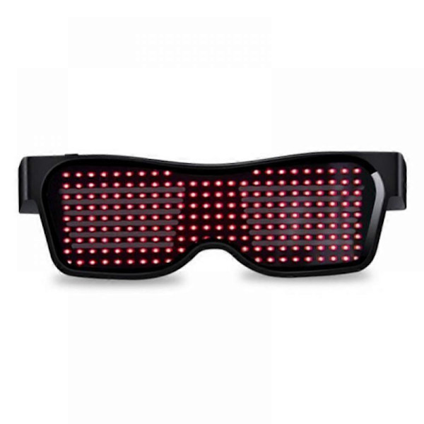 LED Bluetooth smarte briller, fullfarge og programmerbare, USB-ladede, app-kontrollerte, lysende festbriller – kompatible med iOS/Android[YJD] Red