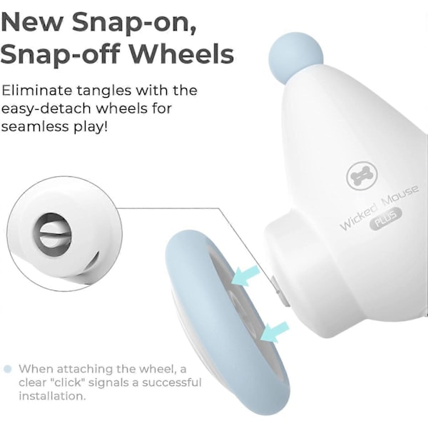Uppgraderad Wicked Mouse Plus - Interaktiv Kattleksak, Elektrisk Mus Kattleksak för Innekatter med Blinkande LED-lampor, USB-C Uppladdningsbar, 2-Hastigheter [YJD] blue
