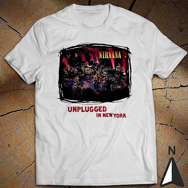 Rock Classic Music T-skjorte MTV Unplugged in New York Nirvana About a Girl Størrelse TTP129[HK] L