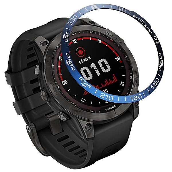 For Garmin Fenix 7X Ur - Metallisk Anti-ripe Bezel Ring Urbeskyttelse (YJD) Blue Garmin Fenix 7X