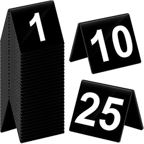 Pöytänumerot 1-25 Akryyli Kaksoispuoleiset Numeroitu Pöytäteltat Muovi Ravintola Hääpöytä Numero Pöytäteltta Numerokortit Merkit (YJD)