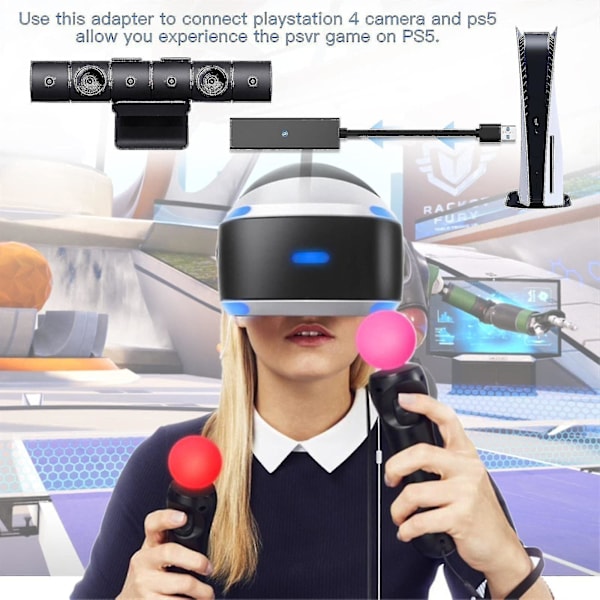 Kamerasovitin PSVR/PS5:lle, PS VR -muunninkaapeli yhteensopiva 5 konsolin kanssa, USB 3.0 VR -pelikonsolilisävarusteet (YJD)