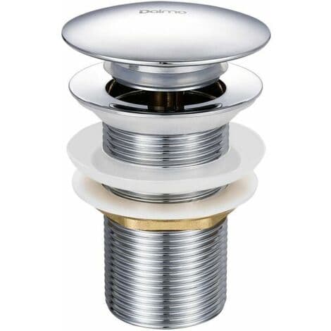 Pop-up bundventil uden overløb – Forkromet messing – Trykknapmekanisme – Diameter 66mm – Højde 78mm – Tilslutning G 1-1/4