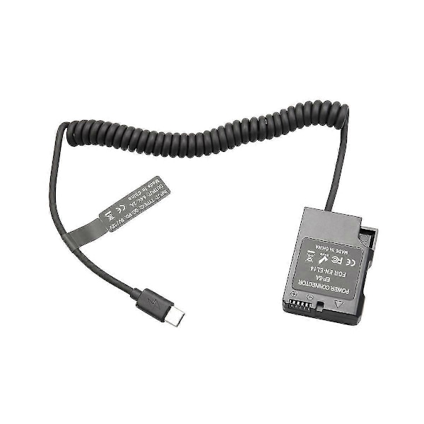 El14 Dummy Coupler Batteri Type-c Fjederkabel Til D3100 D3500 D5100 D5200 D5300 D5600 P7000 P7100[HK] Black