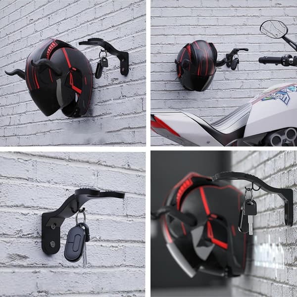 Motorcykelhjälmställ med krokar - Väggmonterad 2-pack för garageförvaring[YJD]