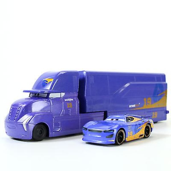 2 stk. Racing Car 3 Black Storm Jackson Container Trailer Truck Legetøjslastbil i Metal Mcqueen Mack Multifarvet (YJD) yellow