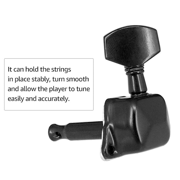 6 stk. Guitarstreng Tuning Pegs Semi-lukkede Tuningmaskine (YJD) Black 3L and 3R