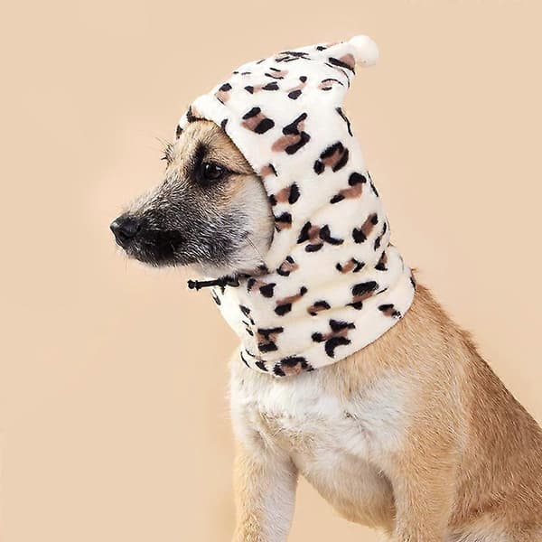 Efterårs- og vinterkæledyrs leopardprint hat sjov spoof hat julehat hvalpehat kæledyrshovedbeklædning transformationshat[YJD] Leopard color