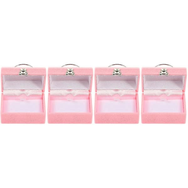 Liten rosa presentask för förvaring 4 st förlovningsringask för kvinnor [YJD]