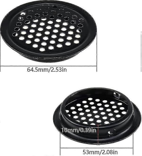 Rund Ventilationsrist 10 Stykker Rund Udendørs Ventilationsrist 53 Mm Rustfrit Stål Sort Ventilationsrist Opretholder Luftstrøm Til Køkkenskab[YJD]