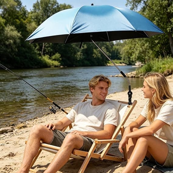Bærbart strandparasoll | Rustfritt UV-solbeskyttelse | Stort, solid parasoll for basseng, hage, hage, reise, camping (JYD)