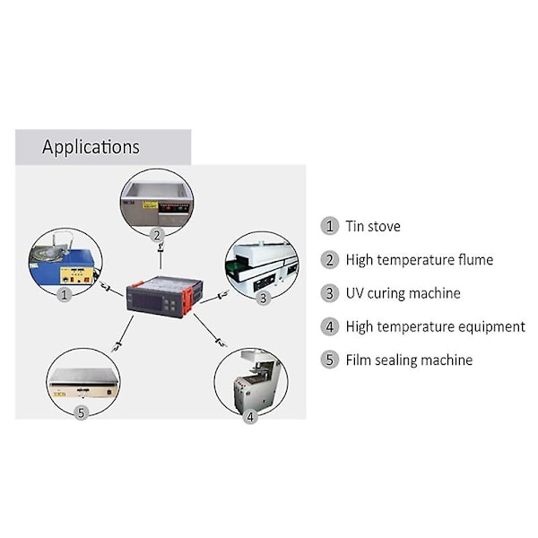 Digital Temperaturregulator -99-400 Grader Pt100 M8 Sondes Termoelement Sensor Indbygget Termostat (YJD) Black