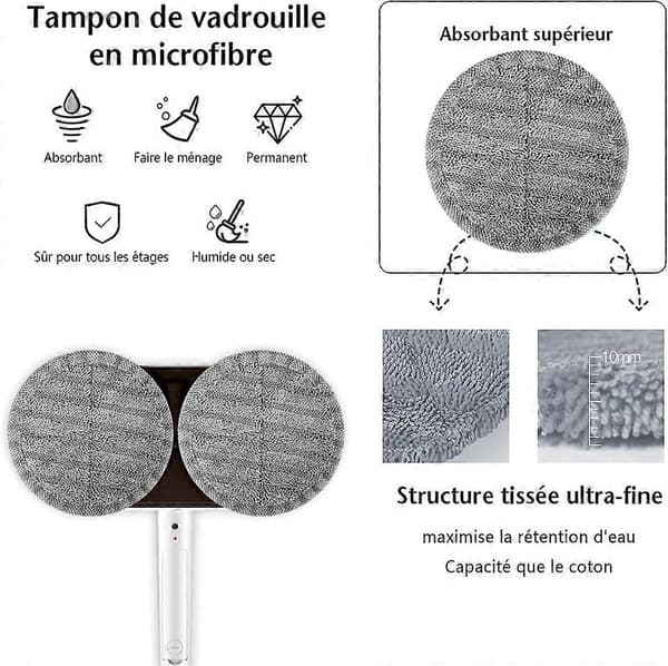 Udskiftningspude til mikrofiber elektrisk moppe (grå 4 stk. til model egnet til udskiftning med 6 tommer diameter moppepude)[YJD]