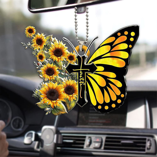Bilfjärilskorshänge Dekorativa hängsmycken med remsdesign Perfekt för bilspeglar Girlanders dörröppningar