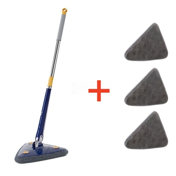 360 Graders Justerbar Triangelmopp Tørr og Våt Dobbel Bruk Roterende Teleskopisk Absorberende 3PCS