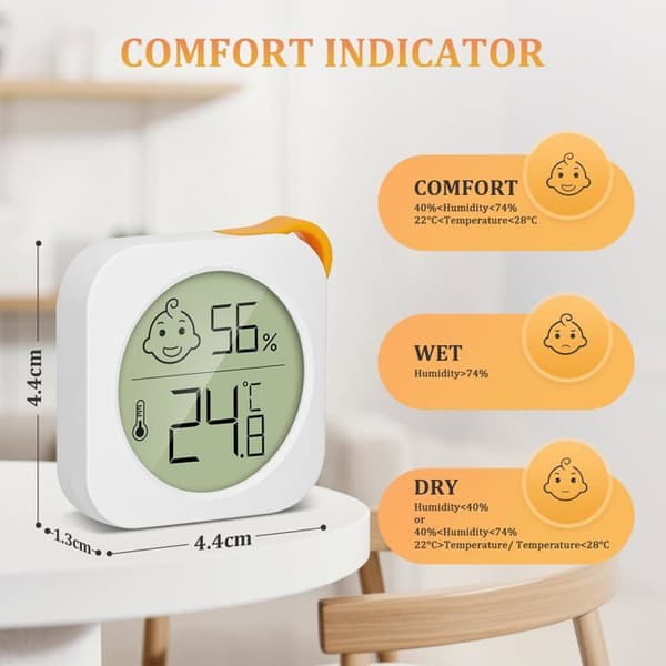 Mini LCD indendørs termometer hygrometer til hjemmet, måler temperatur og fugtighed (Ingen) (YJD)