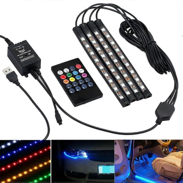 RGB LED-slingor 4x DC12V 9 lysdioder USB-driven [YJD]